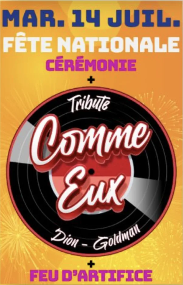 Fête nationale à Pignans le 14 juillet 2026 : Comme Eux, tribute Céline Dion / Jean-Jacques Goldman